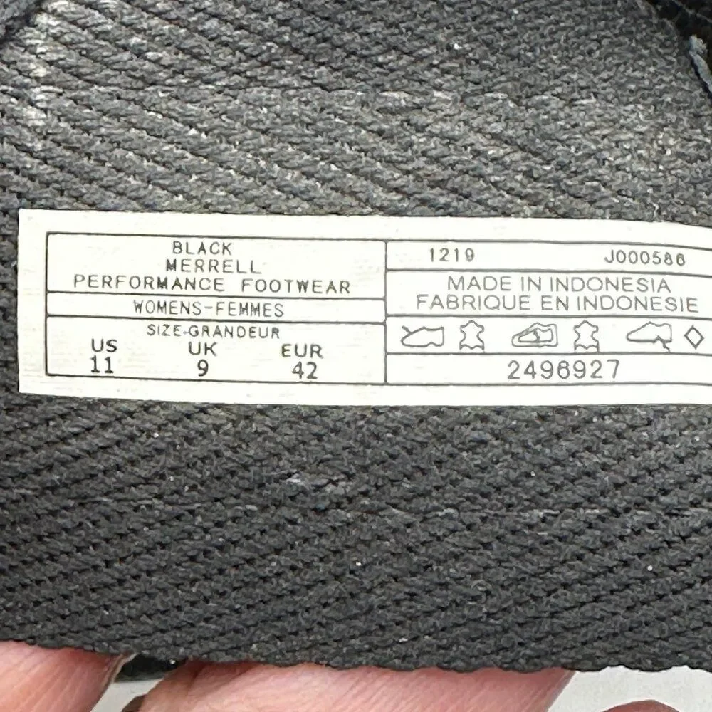Merrell Women's Kaiteri Nubuck Leather Wedge Espadrille Black Sandals Size 11